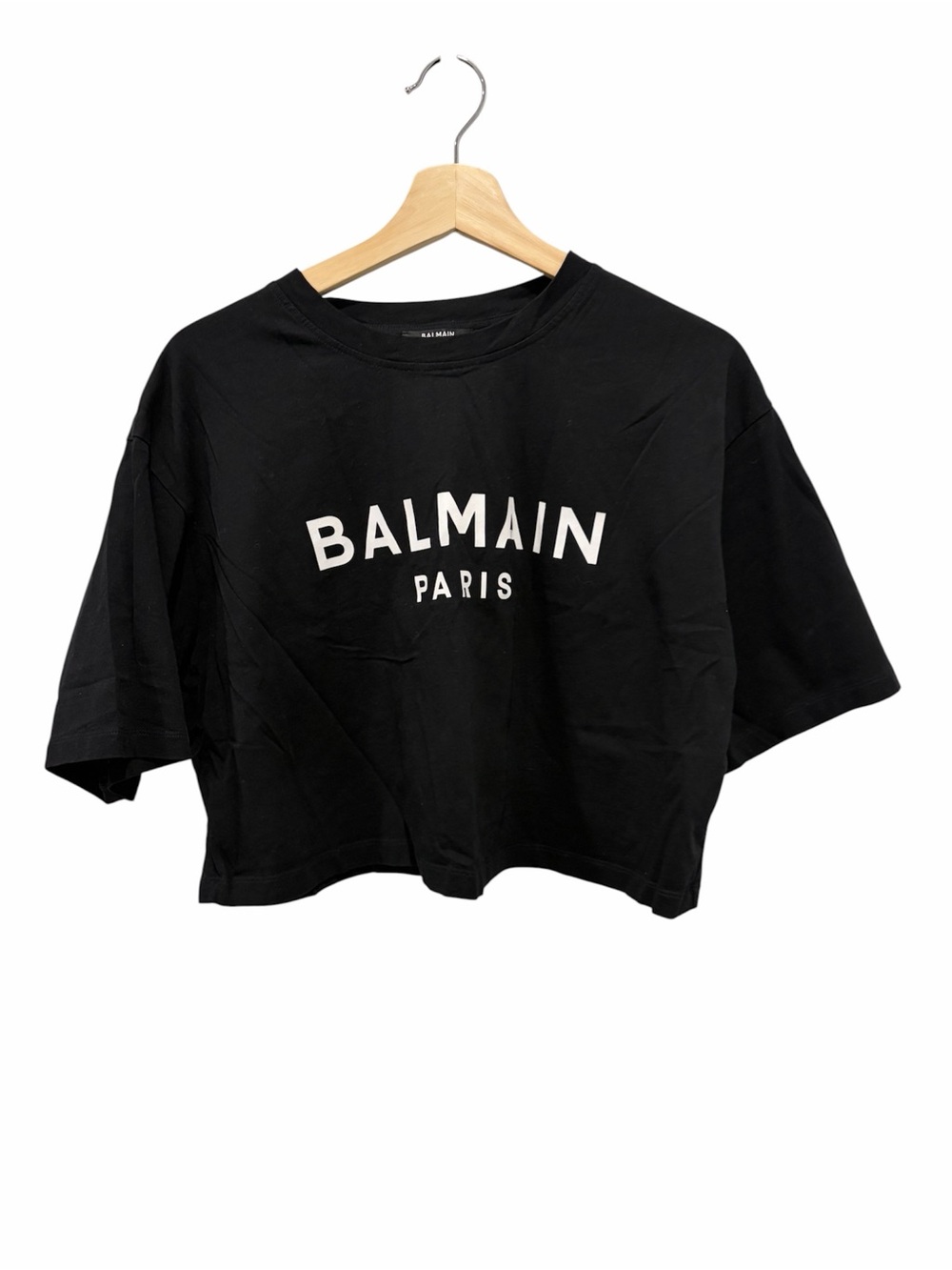 Balmain Black Logo Cropped Tee
